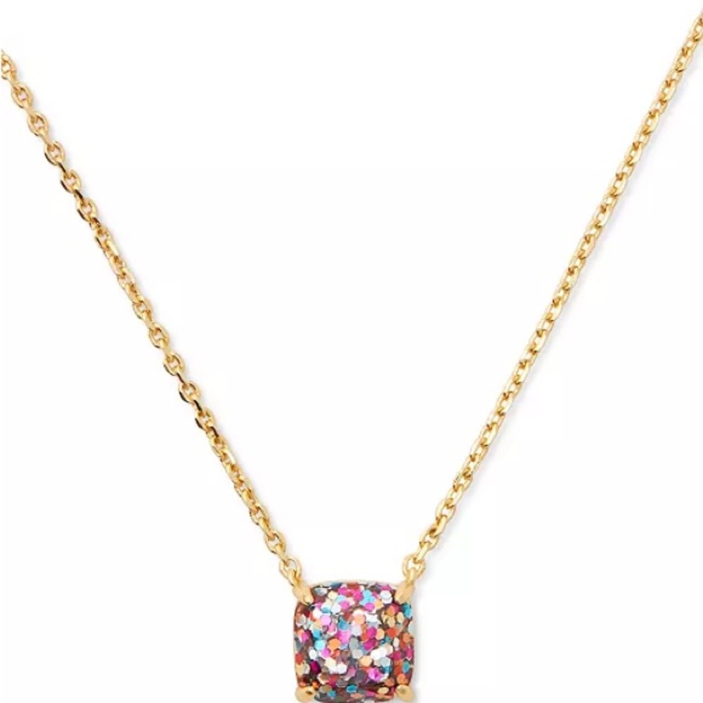 Kate Spade New York Gold-Tone Square Glitter Stone Mini Pendant Necklace 17" NWT - Picture 4 of 6